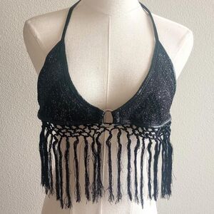 Y2K Lip Service Black O-Ring Fringe Gothic Bra